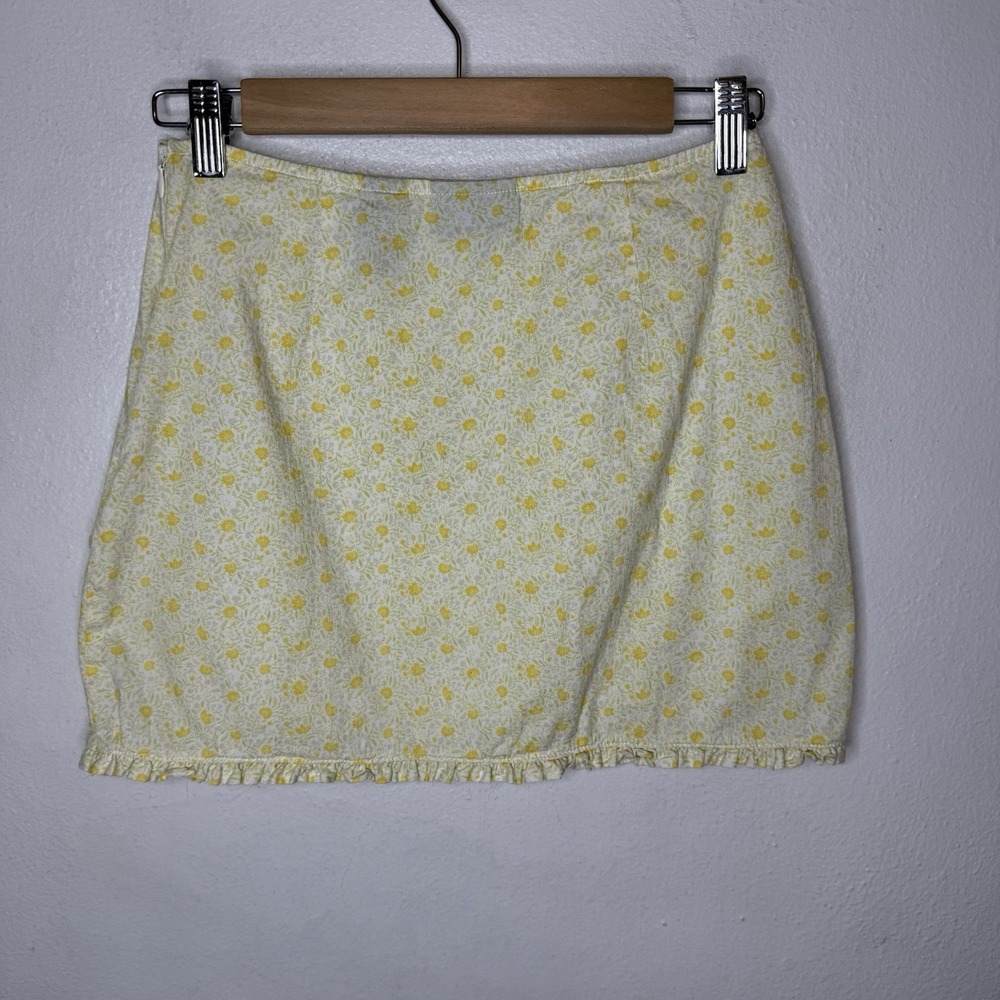 Retro Express Yellow Floral Cotton Cottagecore Mini Skirt‎ Size 3/4 (Small) - Picture 4 of 9
